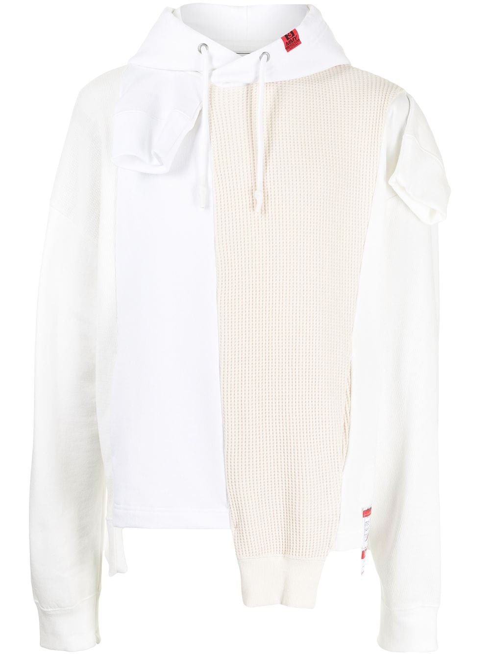 knitted panel asymmetric hoodie - 1