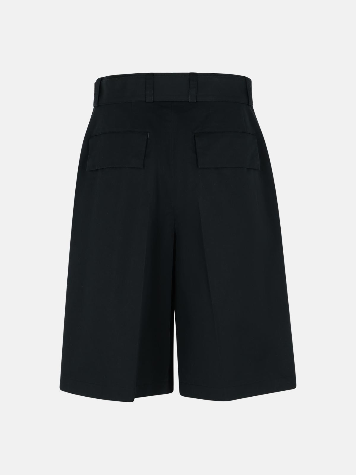 BLACK COTTON BLEND BERMUDA SHORTS - 3