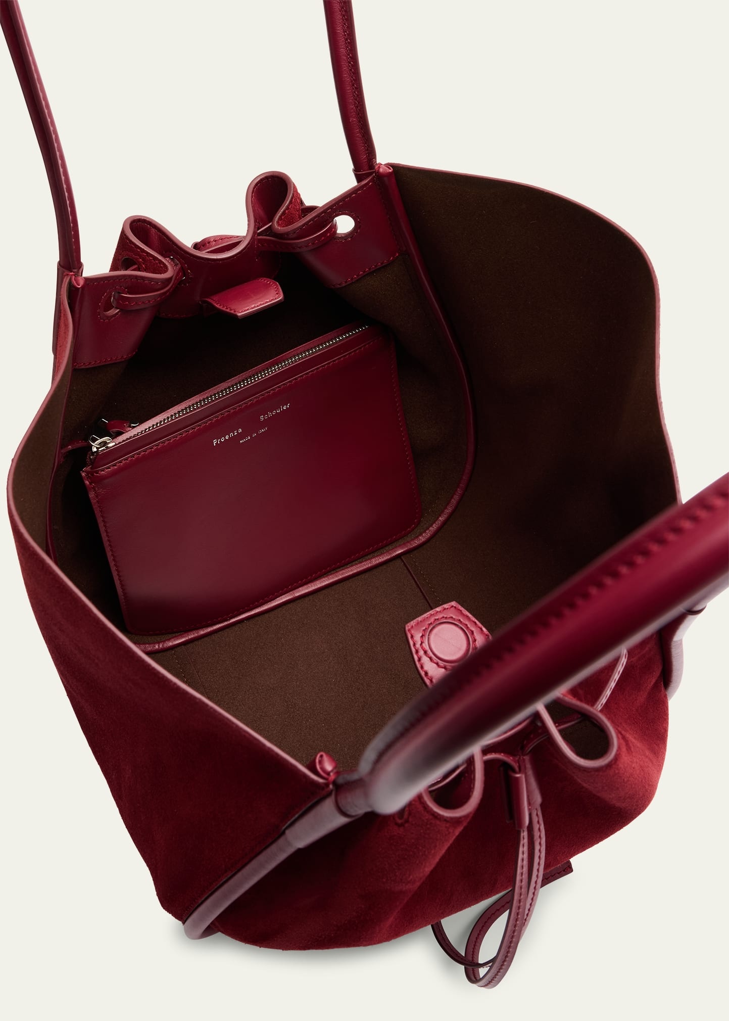 Large Ruched Suede Tote Bag - 4