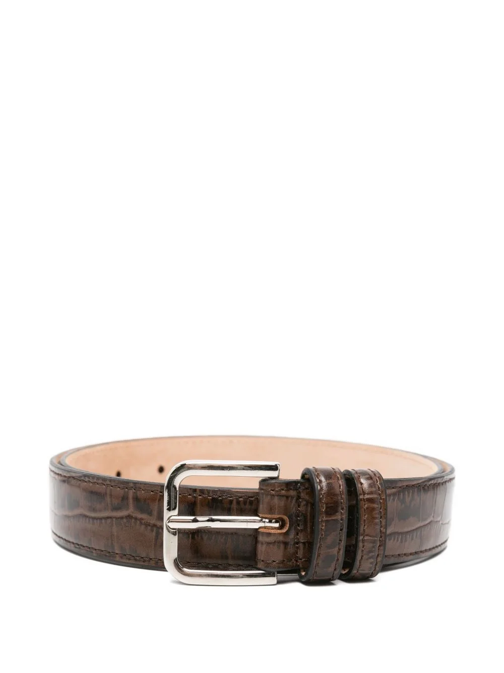 crocodile-effect leather belt - 1