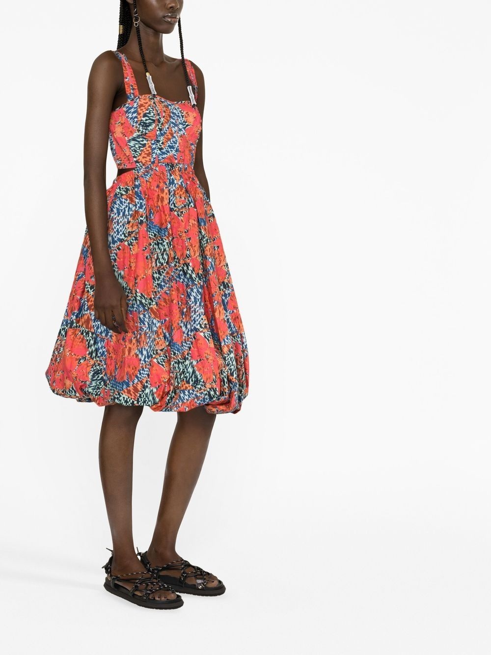 graphic-print sweetheart neck dress - 3