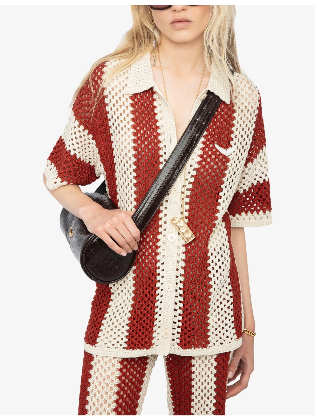 Ciara Striped Cotton-Crochet Shirt - 3