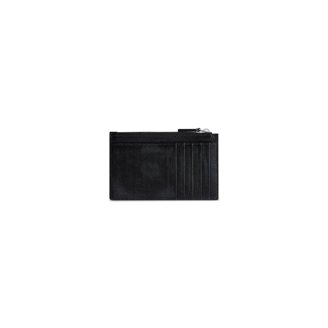 Men's Cash Large Long Coin And Card Holder Used Effect in Black - 2