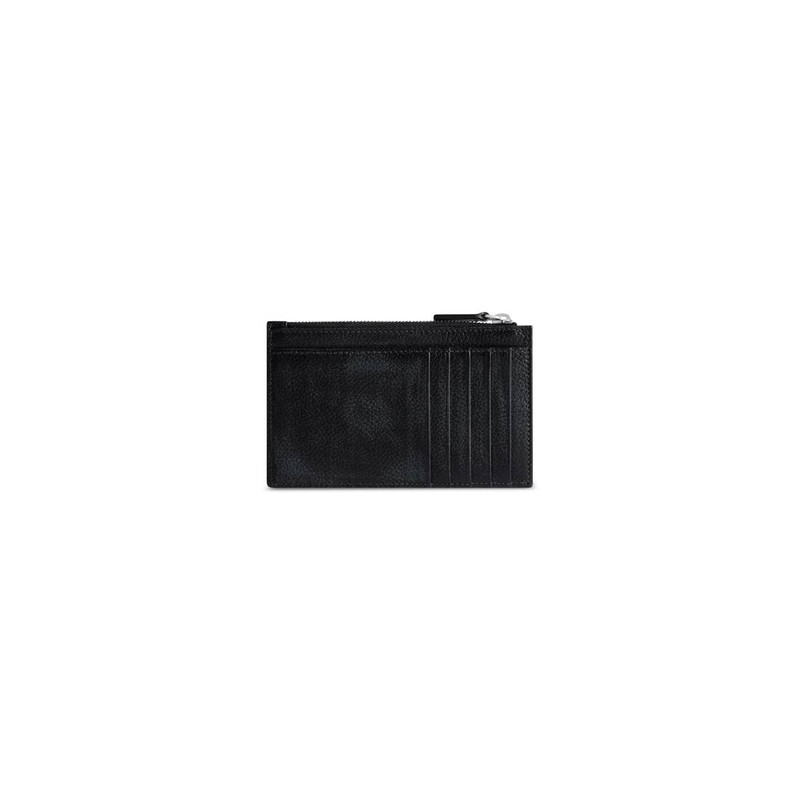 BALENCIAGA Men's Cash Large Long Coin And Card Holder Used Effect in Black outlook