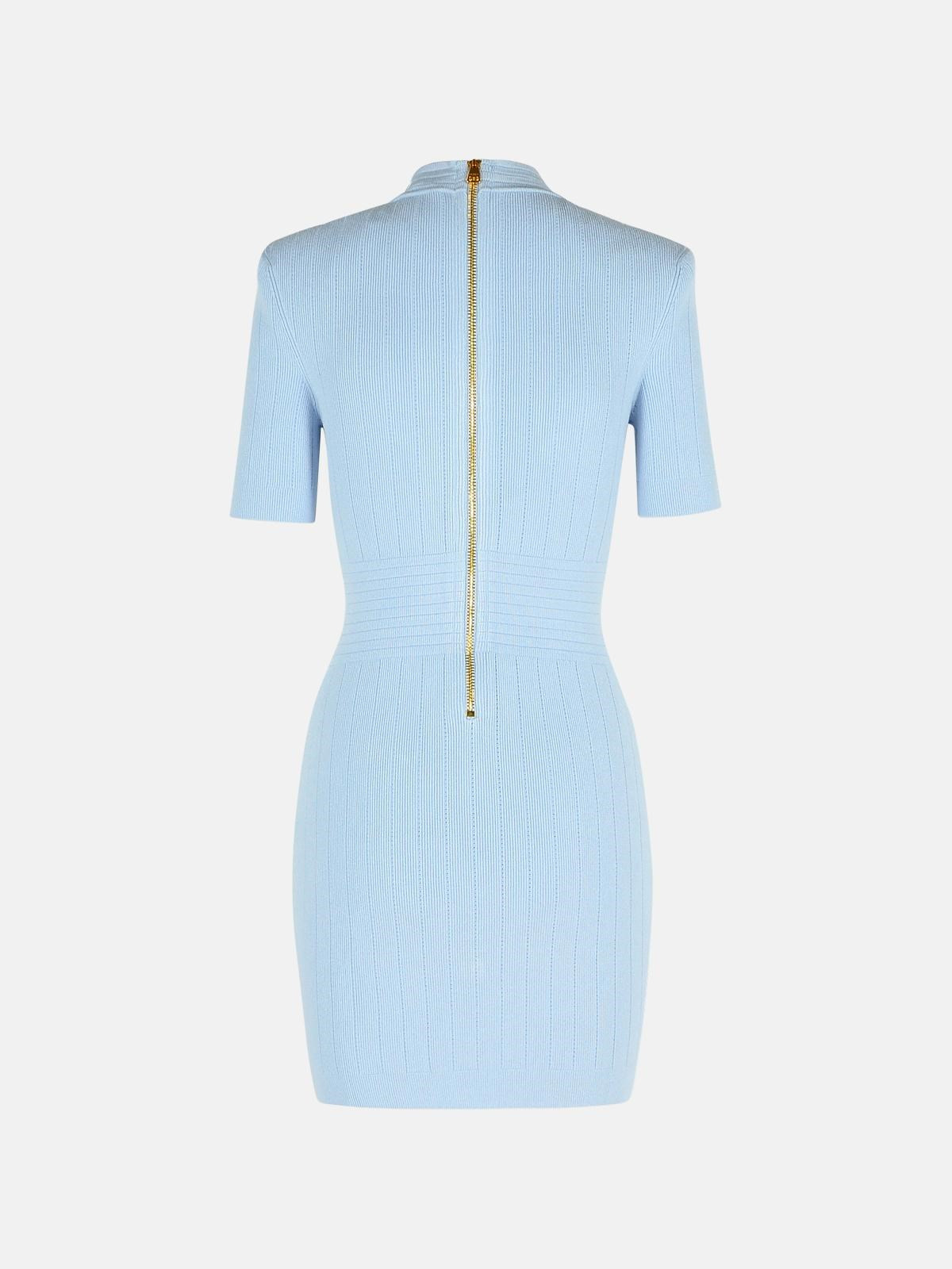 LIGHT BLUE VISCOSE BLEND DRESS - 3