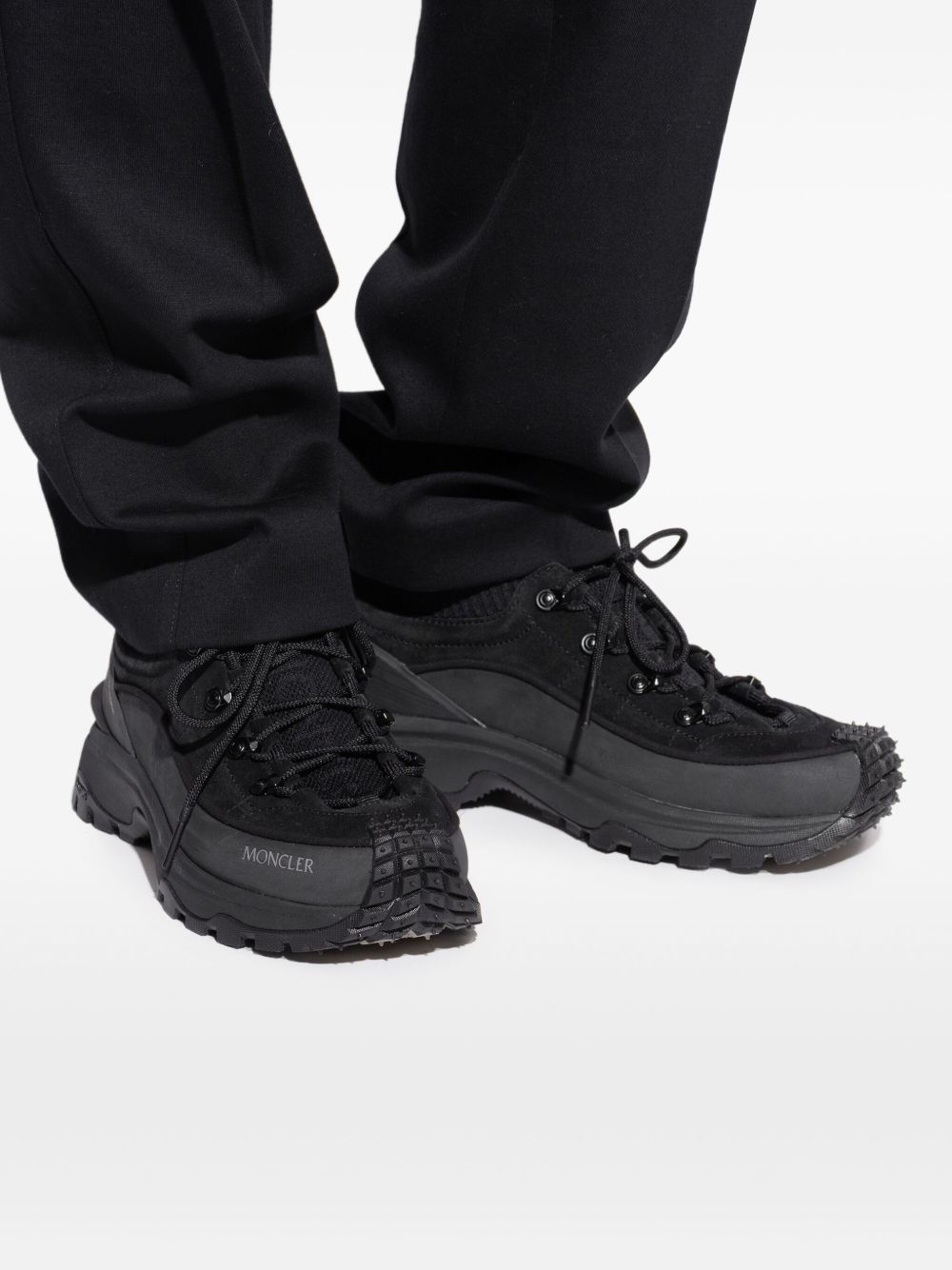 knitted-panel lace-up trainers - 2