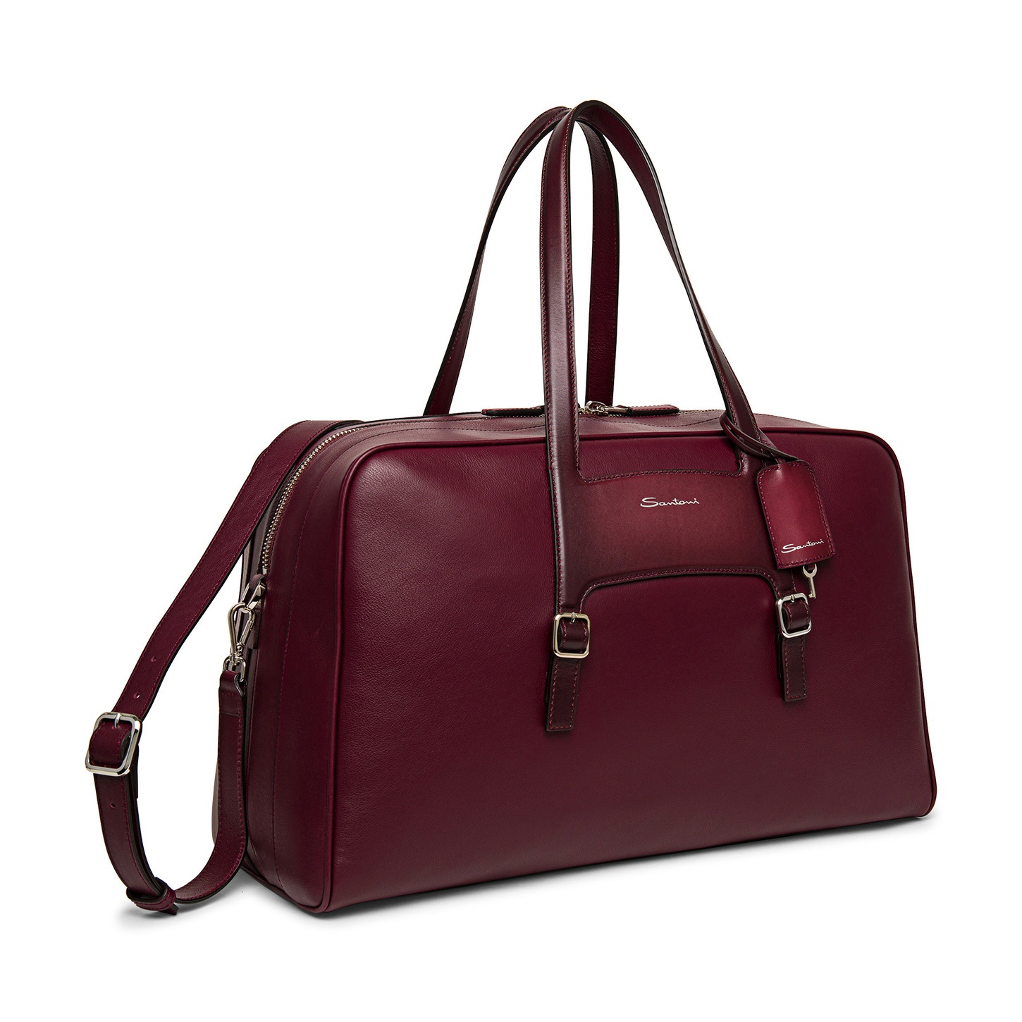 Burgundy leather weekend bag - 4