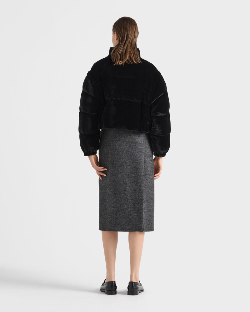 Convertible cropped velvet down jacket 5
