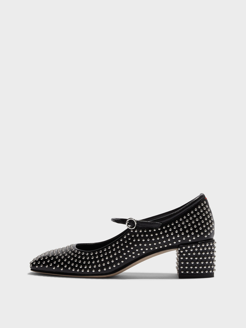 Aline Mini Studs Leather Mary-Jane Pumps 1