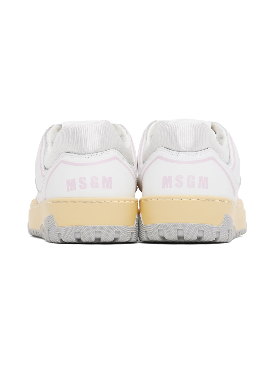 White & Pink Retro Basketball Sneakers - 2