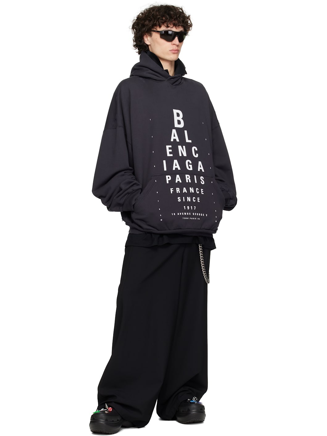 Black Optical Hoodie Large Fit Hoodie - 4