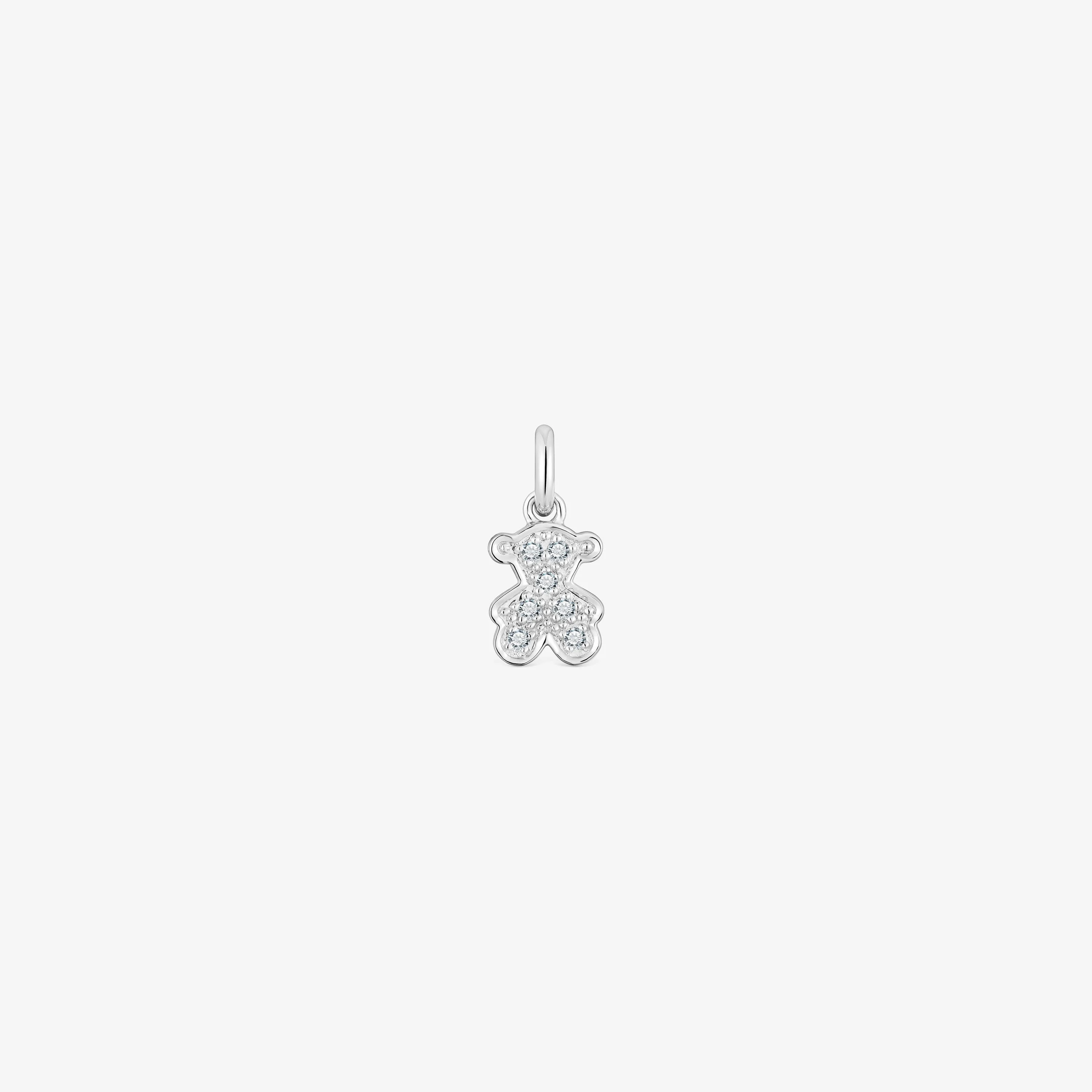 8 mm 18K white gold bear pendant with diamonds Icon Gems - 1