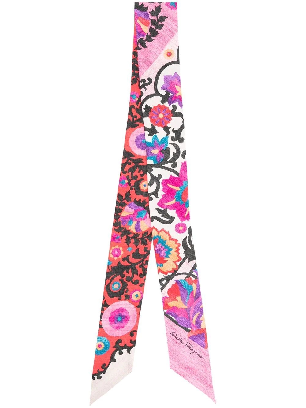 floral-print silk scarf - 1