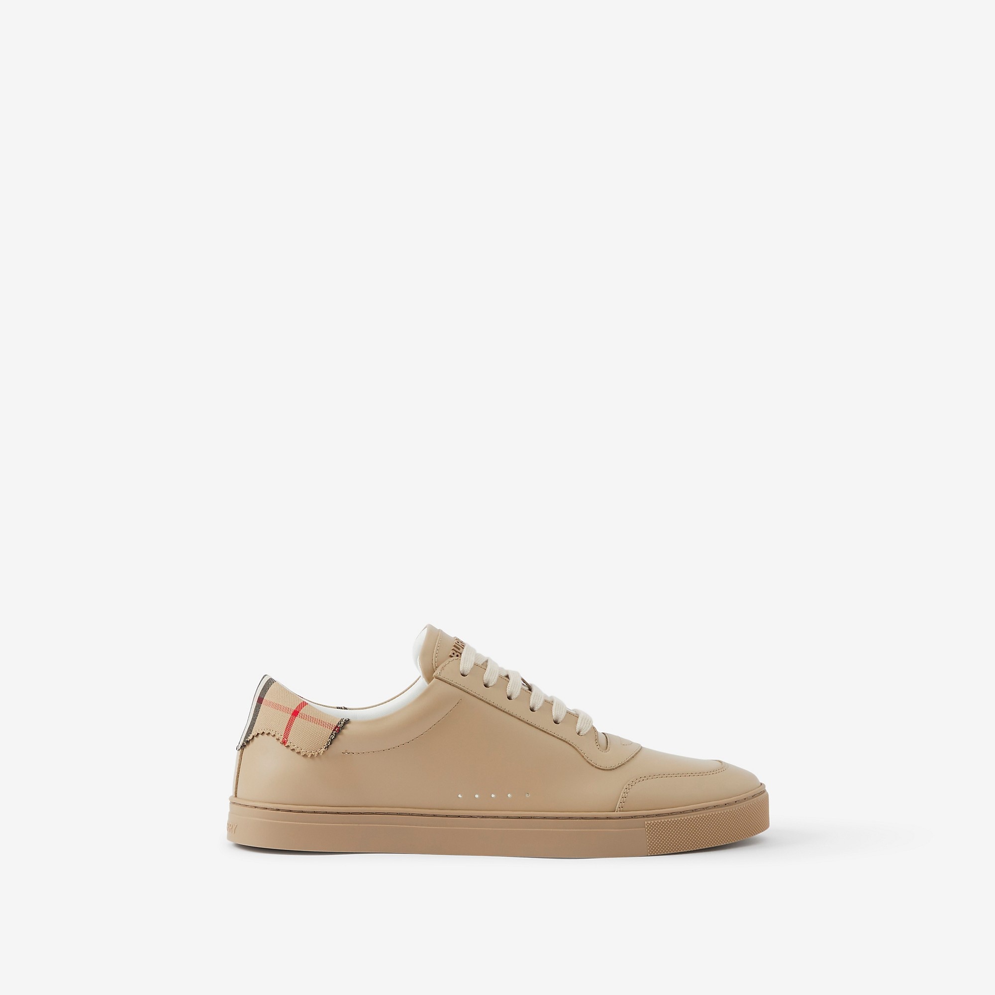 Leather and Check Cotton Sneakers - 1
