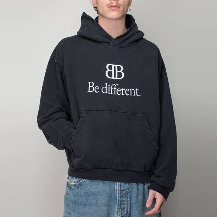 Balenciaga BB Be Different Popover Hoodie 'Black White' 720426TNVV11070 - 3