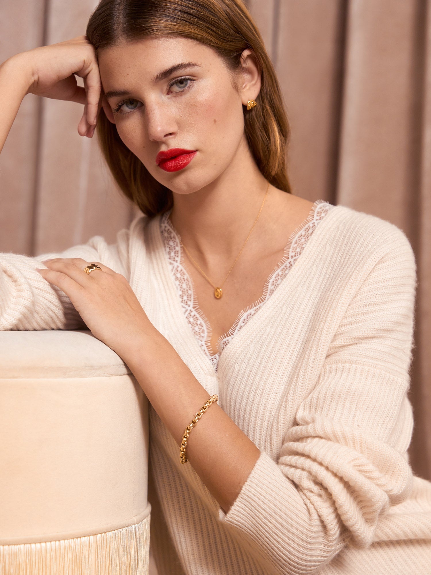 The Ava Lace V Neck Sweater - 8