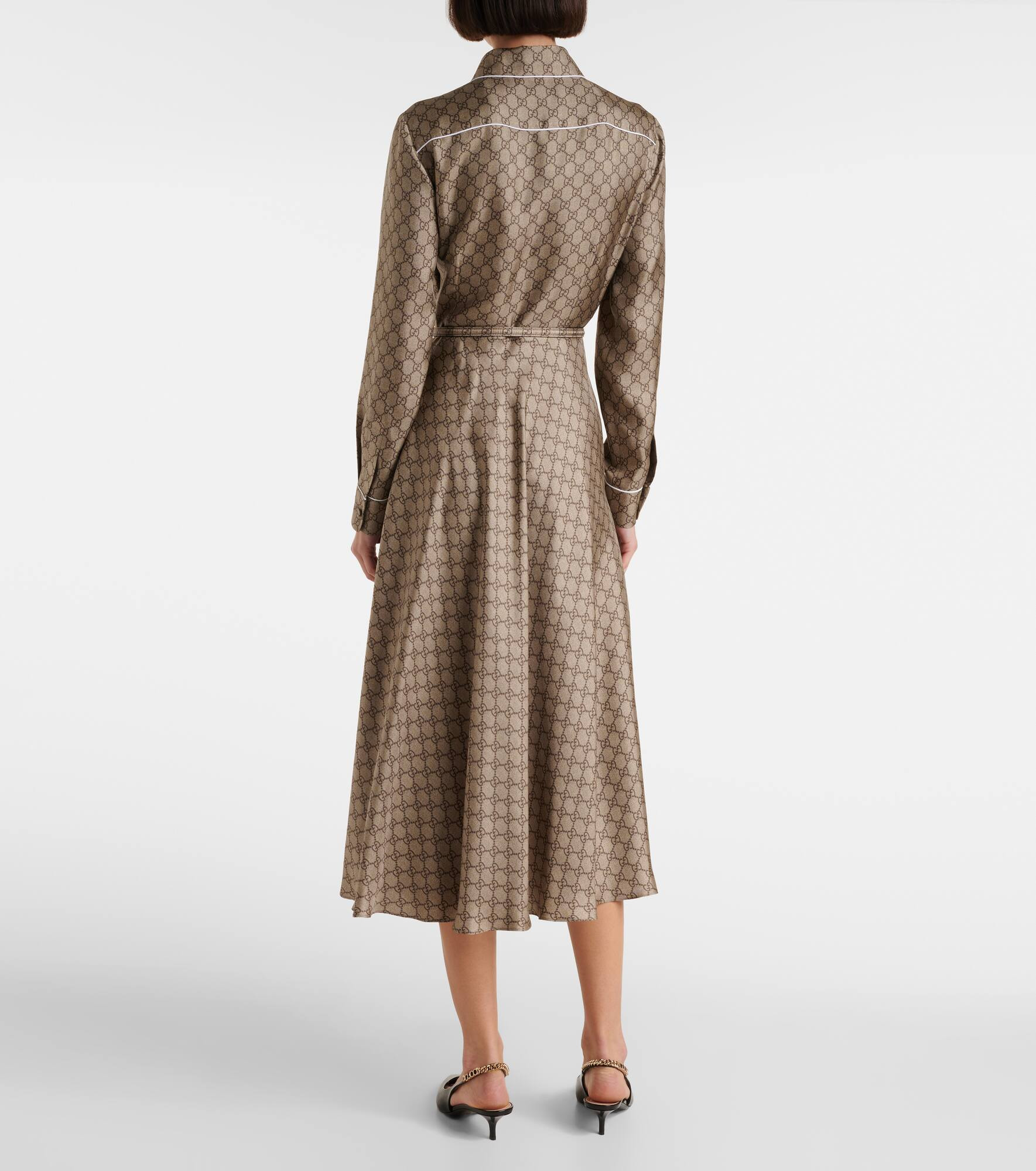 GG silk twill shirt dress - 3