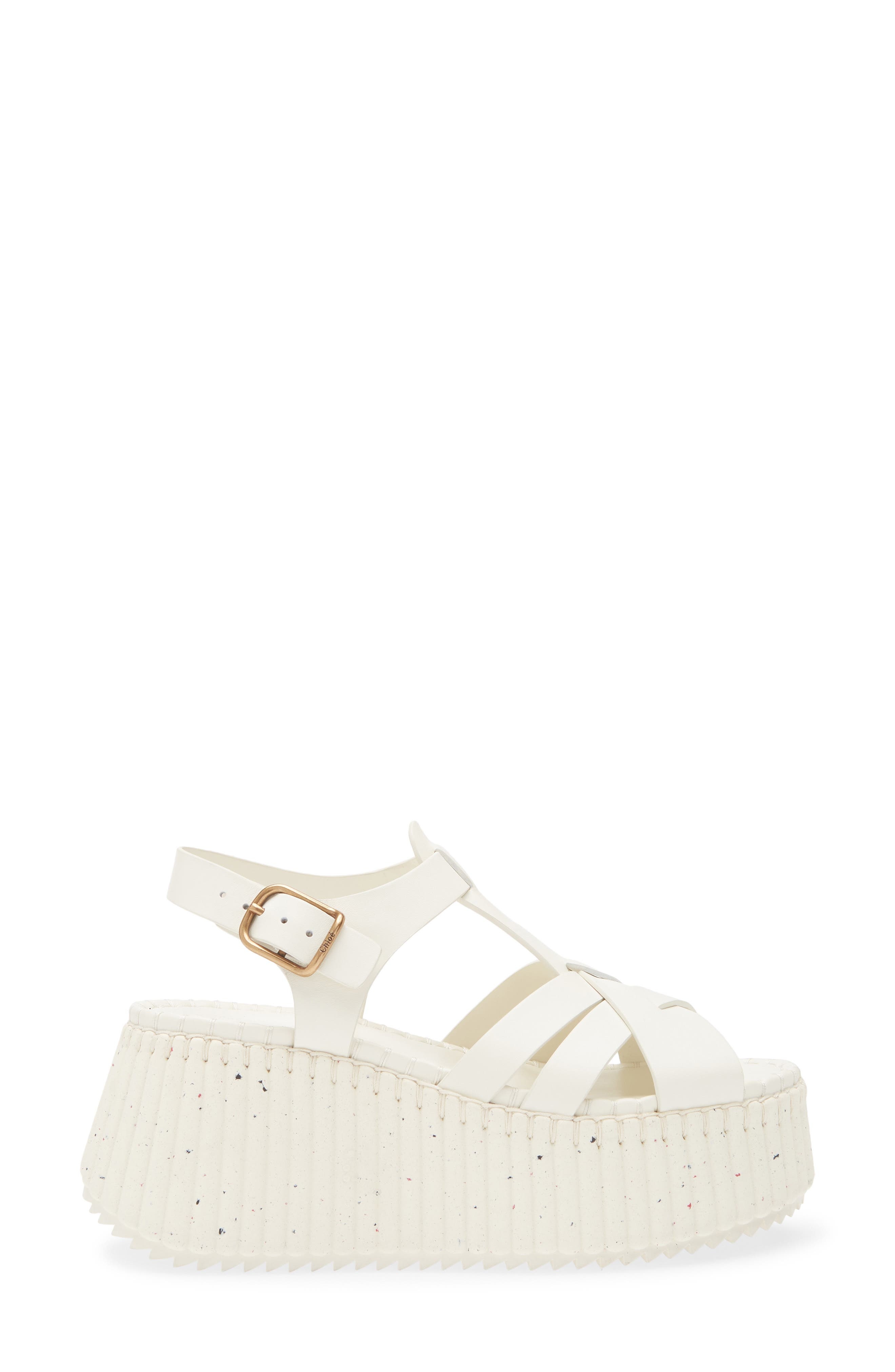 Chloé Nama Wedge Platform Sandal in Eggshell at Nordstrom - 3