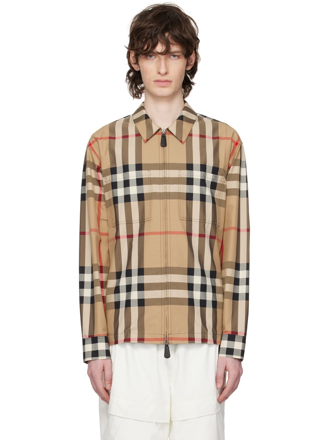 Burberry Tan Exaggerated Check Shirt ssense REVERSIBLE