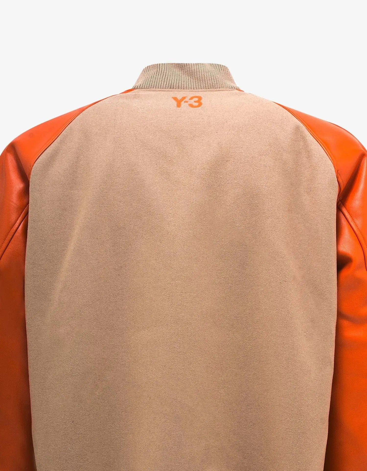 Y-3 Khaki and Orange Classic Varsity Jacket - 3