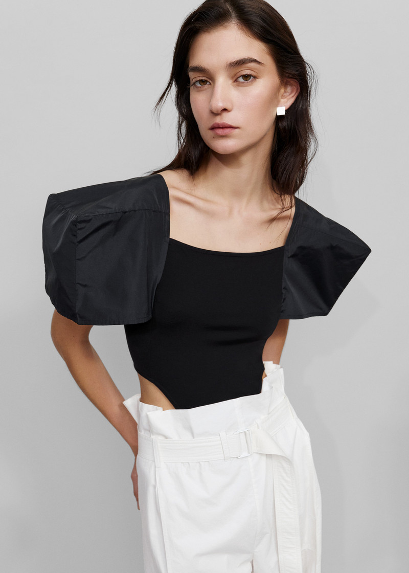 Bevza Square Shoulder Bodysuit - Black 1