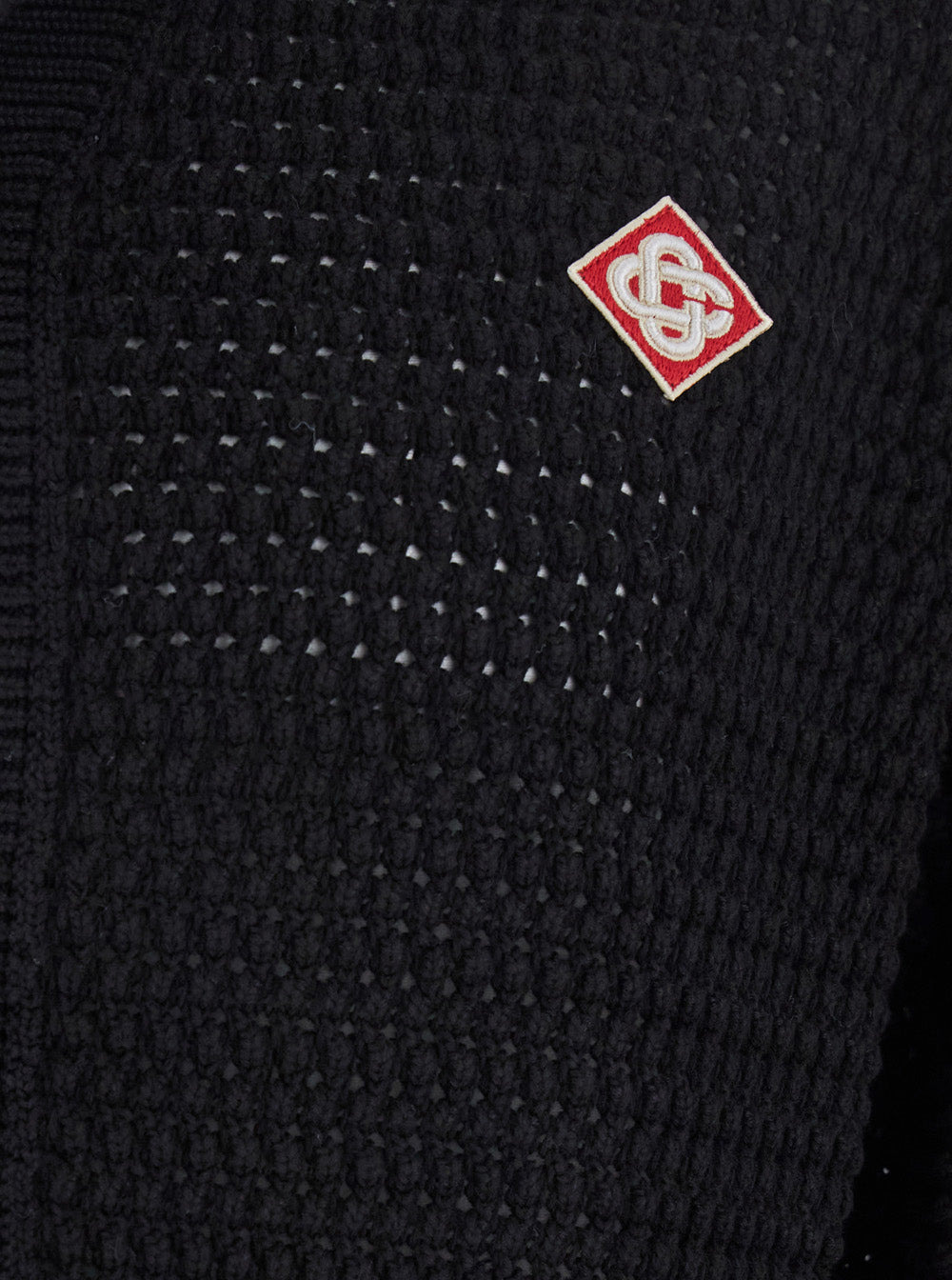 Casablanca Men Black Cardigan With Logo Patch On The Front In Cotton Man - 3