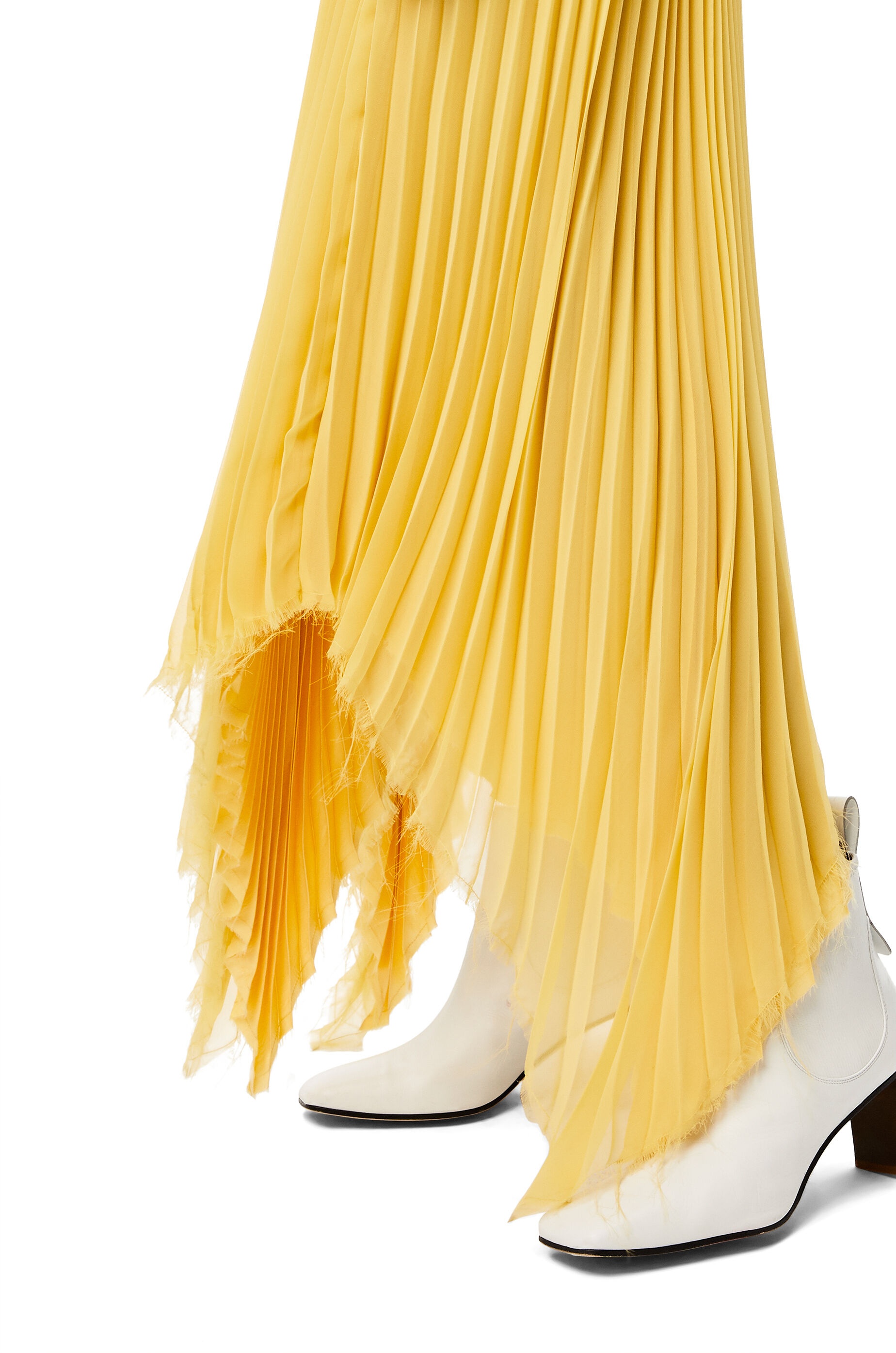 Asymmetric pleated skirt leather trim in polyester - 5