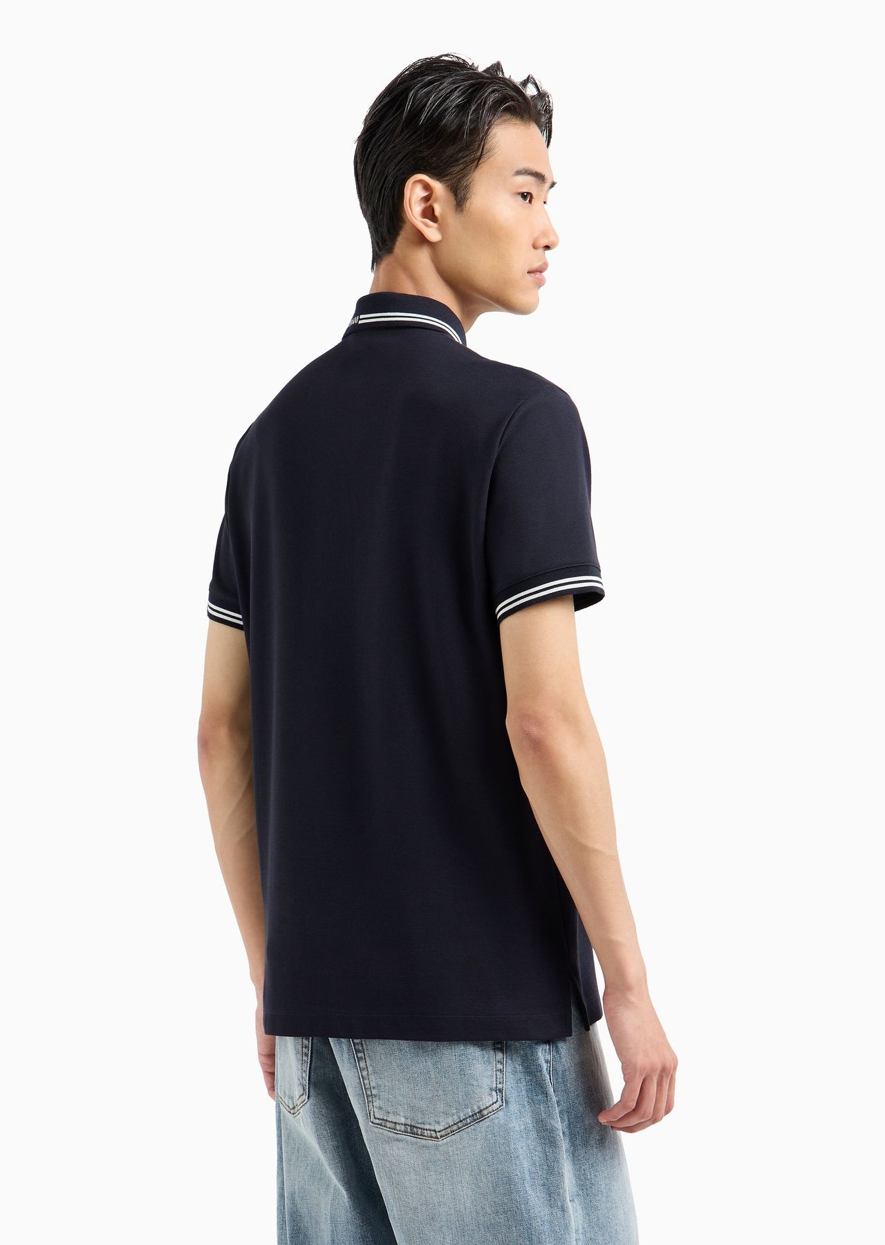 Jersey polo shirt with placed logo - 3