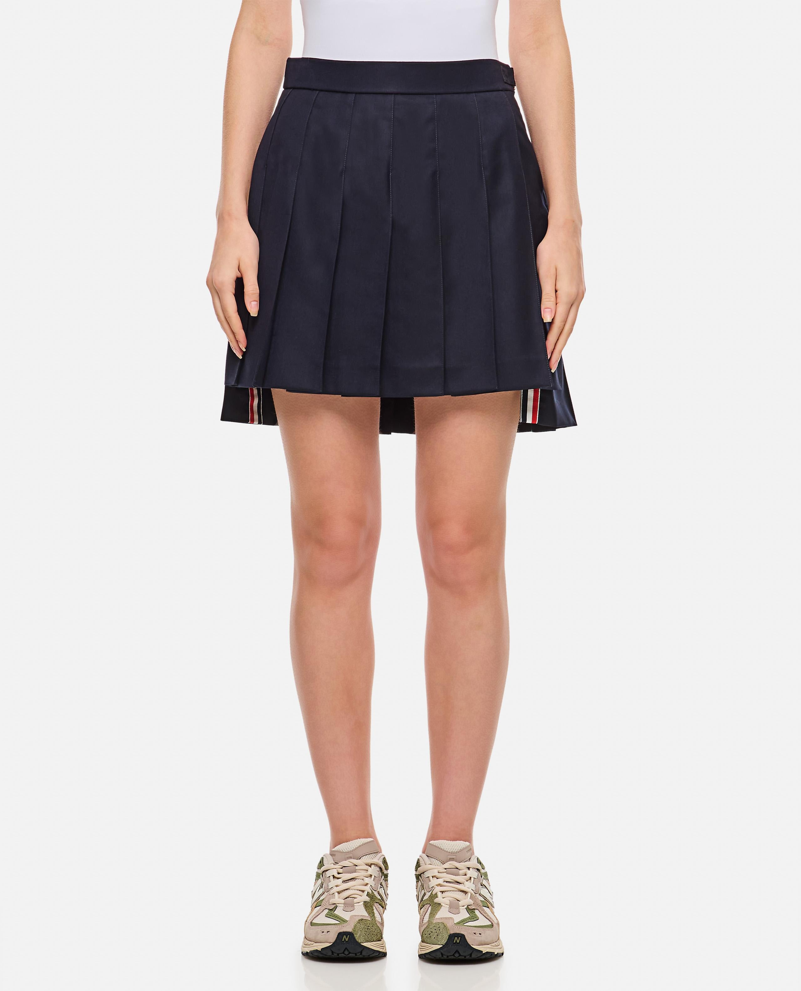 DROPPED BACK PLEATED WOOL MINI SKIRT - 2