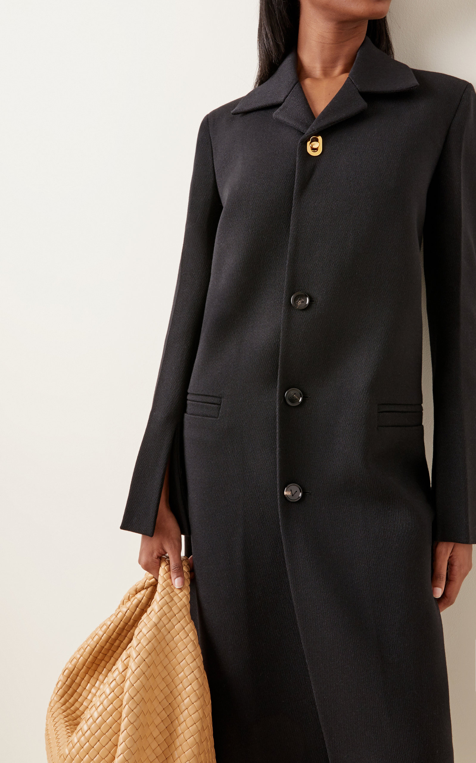 Single-Breasted Wool-Blend Coat black - 3