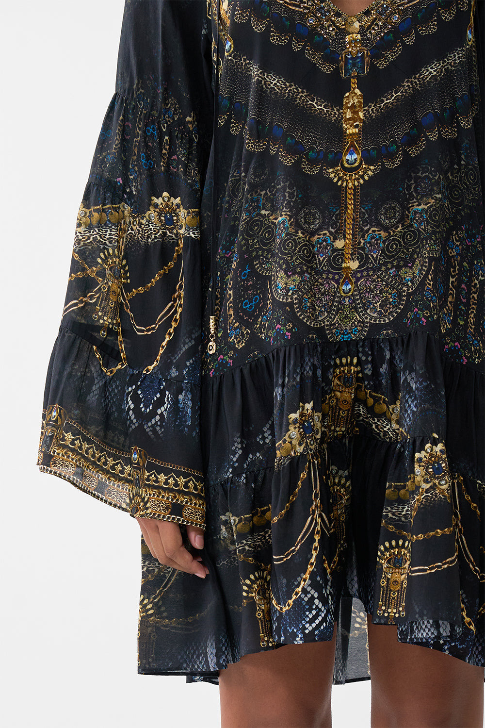 A-LINE GATHERED PANEL DRESS - 6