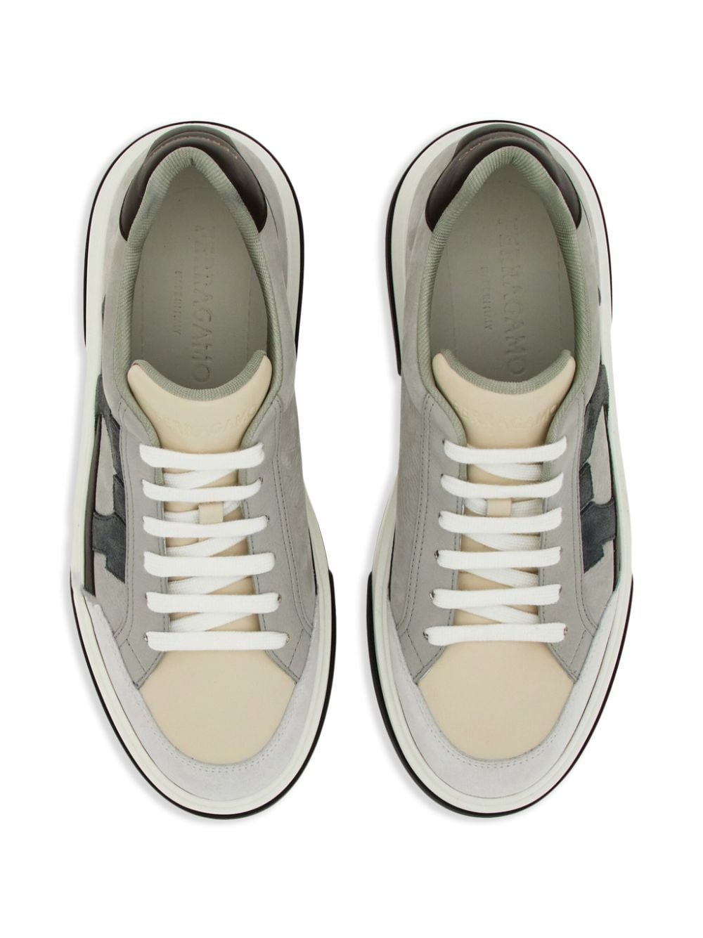 Gancini-embroidered leather sneakers - 4