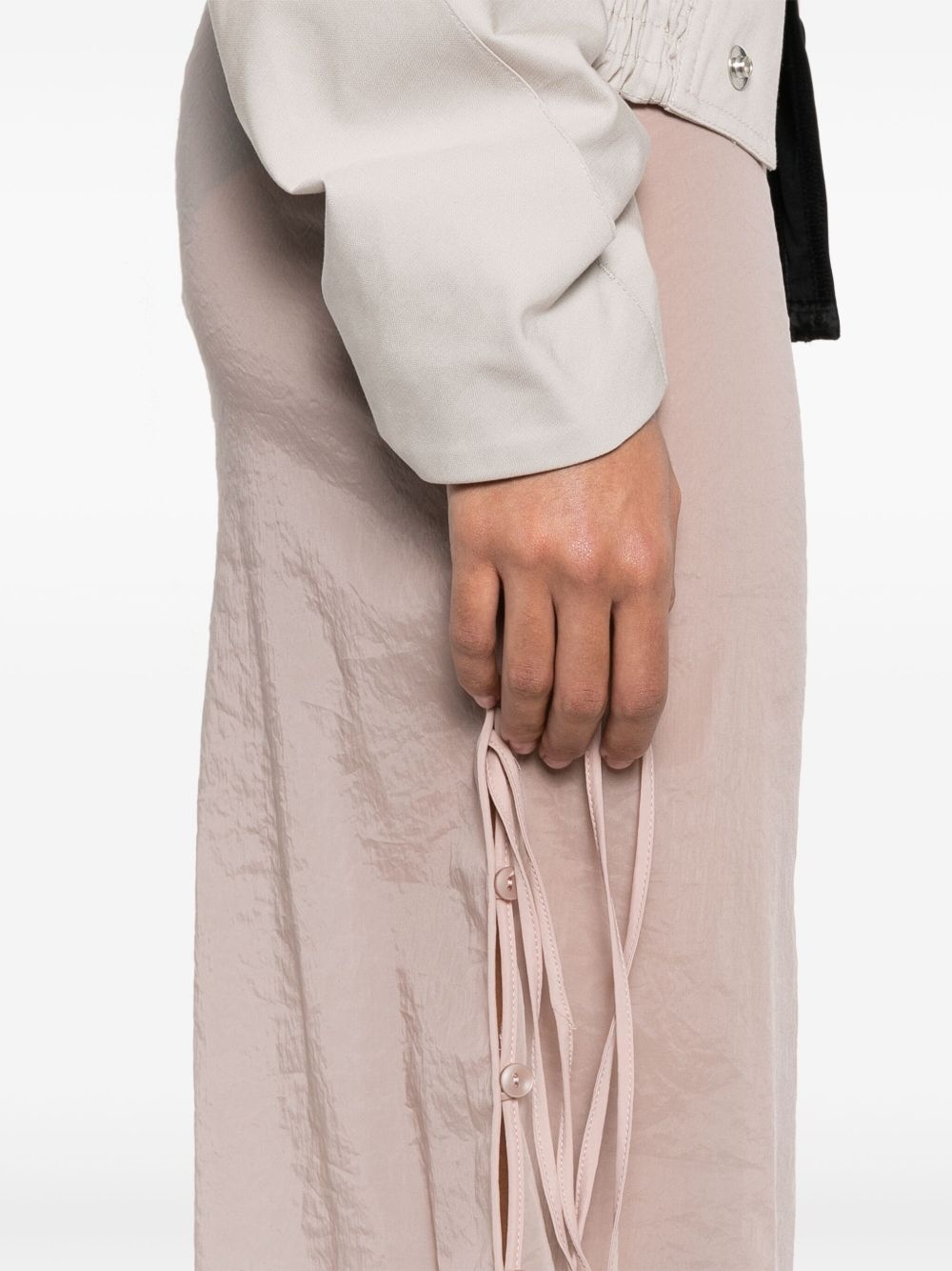[LOW CLASSIC] / ☆ 25SS SEE-THROUGH BUTTON LOOP SKIRT /BEIGE LOW CLASSIC see-through button-loop midi skirt | REVERSIBLE