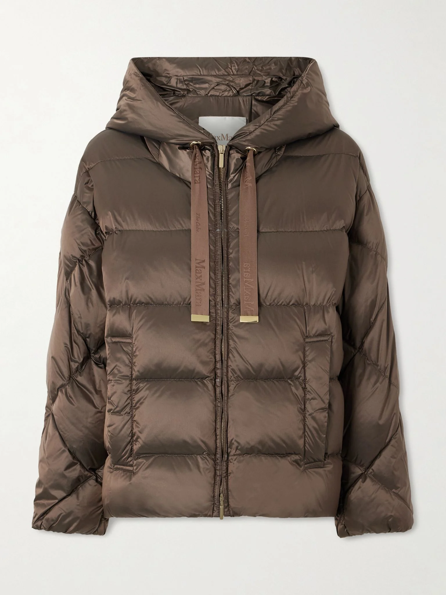 The Cube hooded quilted shell down jacket Brown - 1