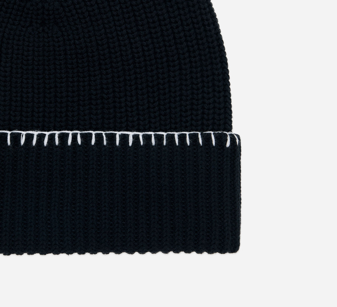 Blanket Stitch Watch Cap - Black - 2