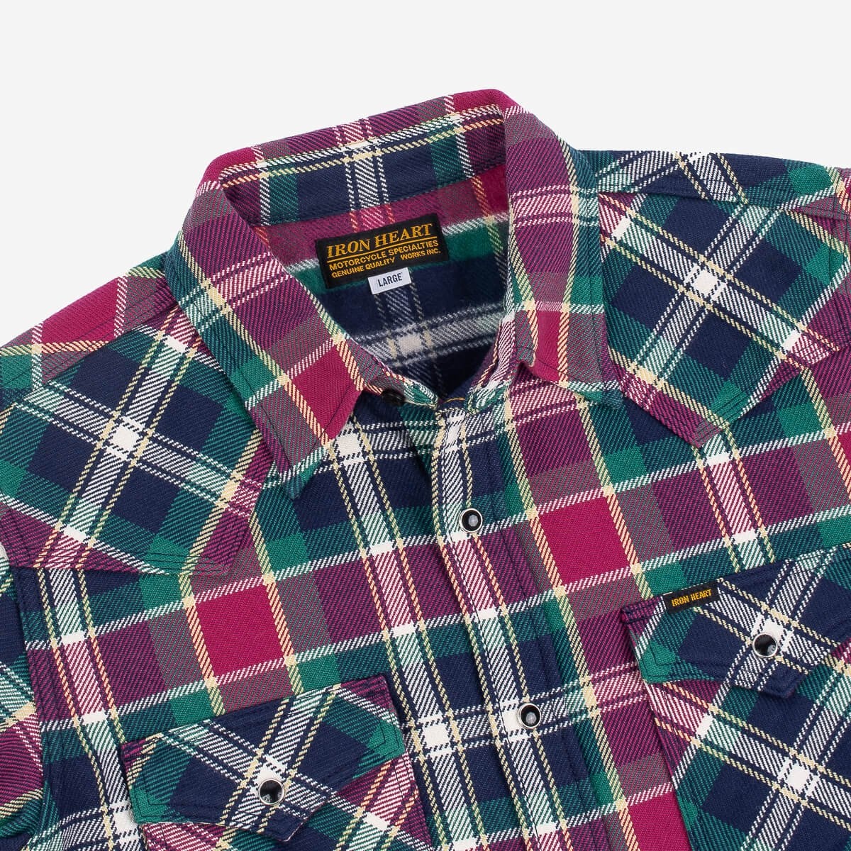 Ultra Heavy Flannel Crazy Check Western Shirt - Navy - 6