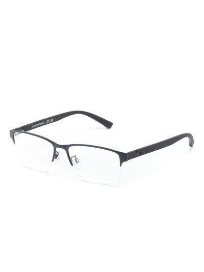 EMPORIO ARMANI logo-engraved rectangle-frame glasses outlook