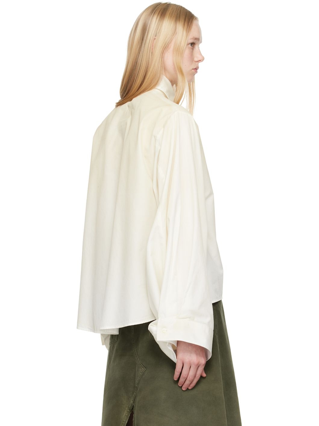 Off-White Light Cotton Poplin Long-Sleeved Shirt - 3