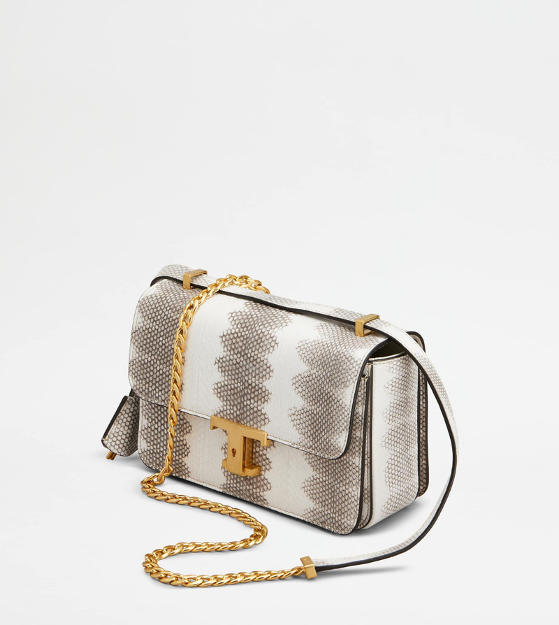 T TIMELESS FLAP BAG IN REPTILE MINI - WHITE, BROWN 6