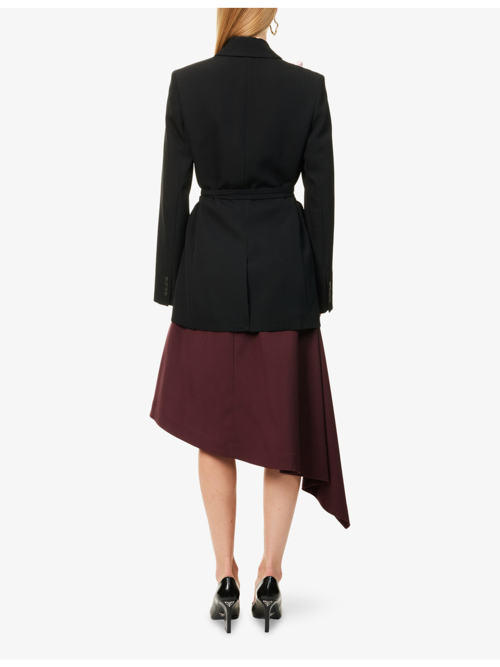 Single-Breasted Belted Wool Blazer - 4