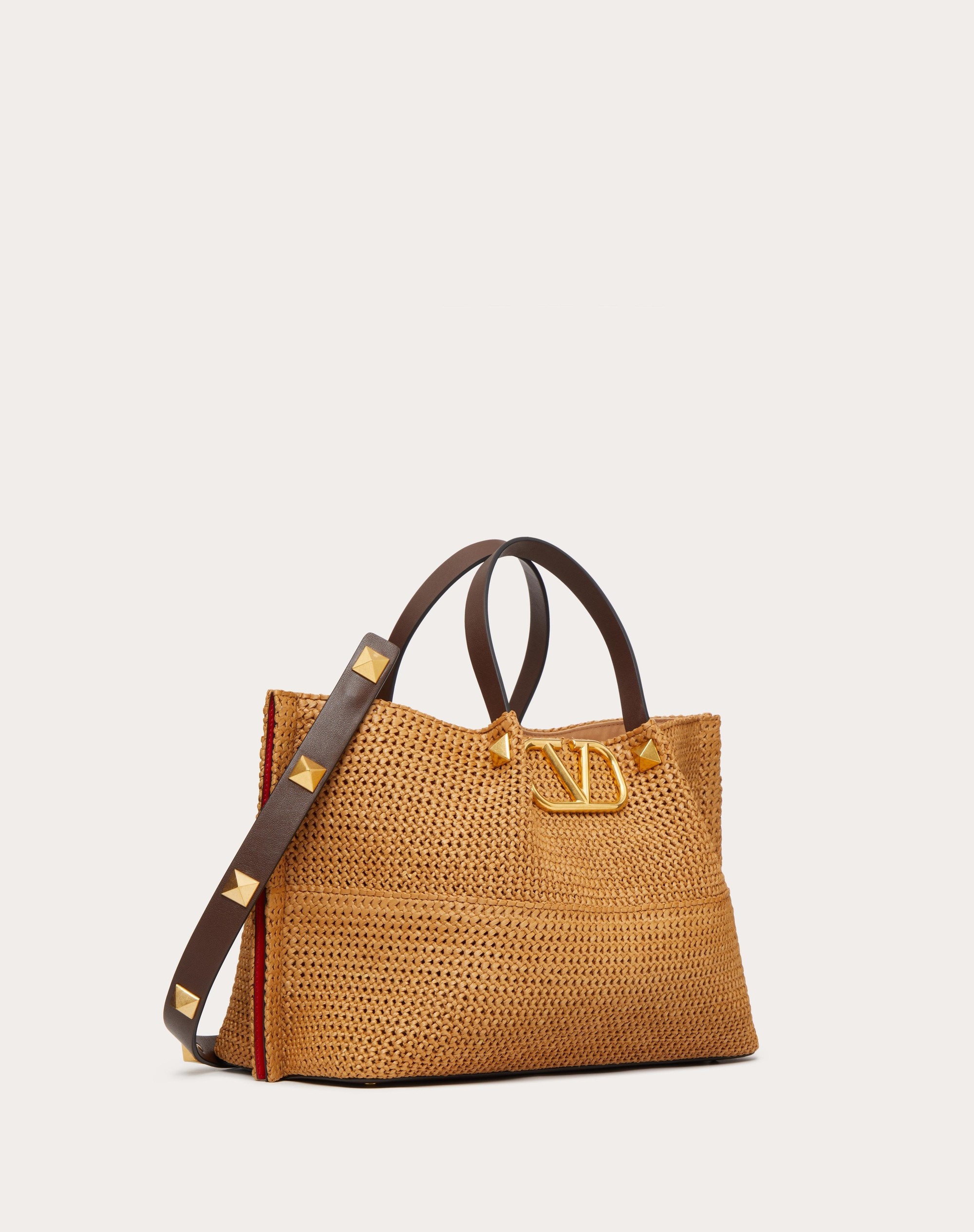 トートバッグ VALENTINO GARAVANI Two-Tone Raffia Medium Shopping Bag Valentino MEDIUM SHOPPING BAG IN SYNTHETIC RAFFIA | REVERSIBLE