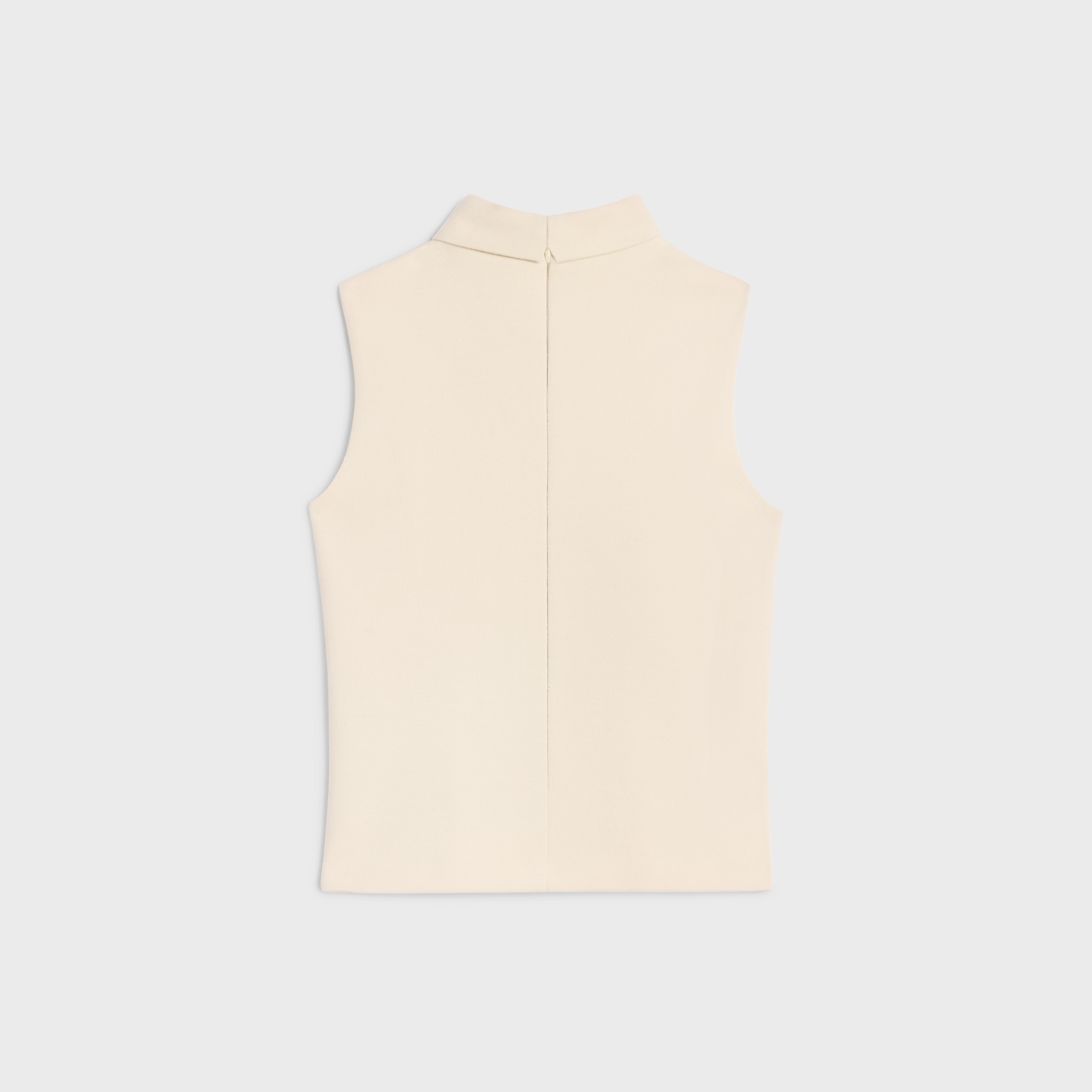 top with overturned collar in wool jersey - 2
