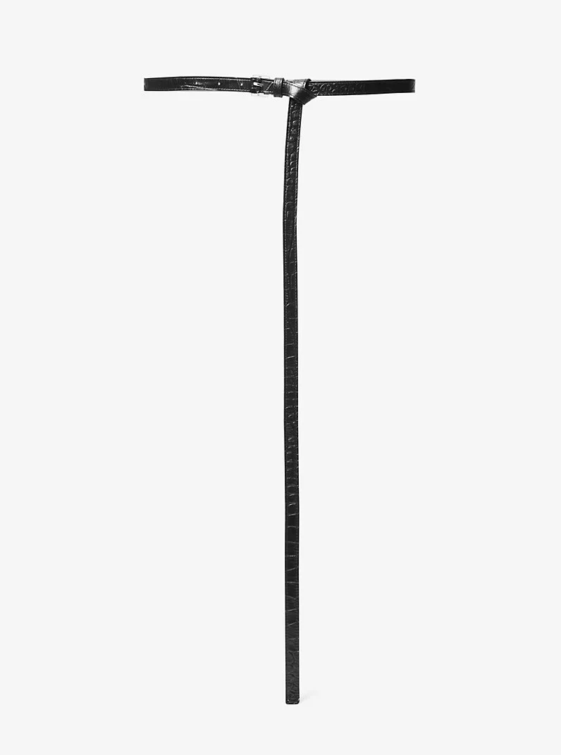 Carolyn Crocodile Embossed Leather Belt - 1