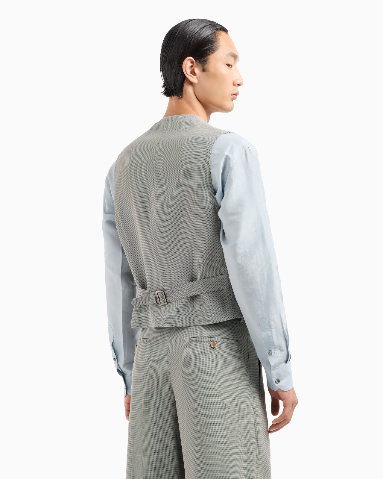 SINGLE-BREASTED WAISTCOAT IN A TEXTURED VISCOSE BLEND - 3