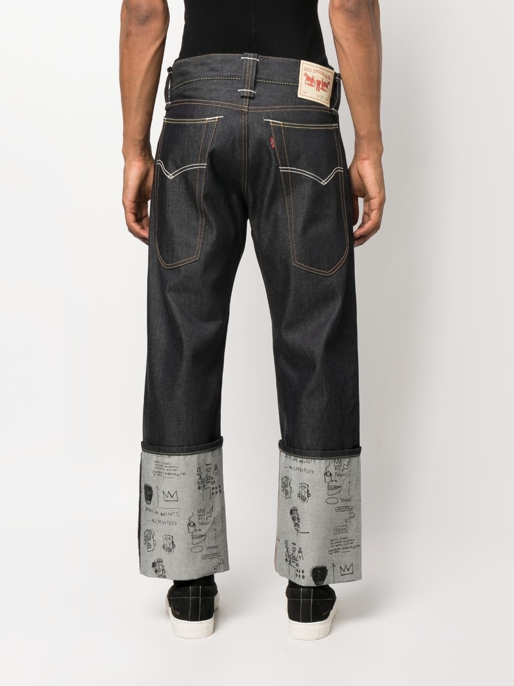 doodle-print straight-leg jeans - 4