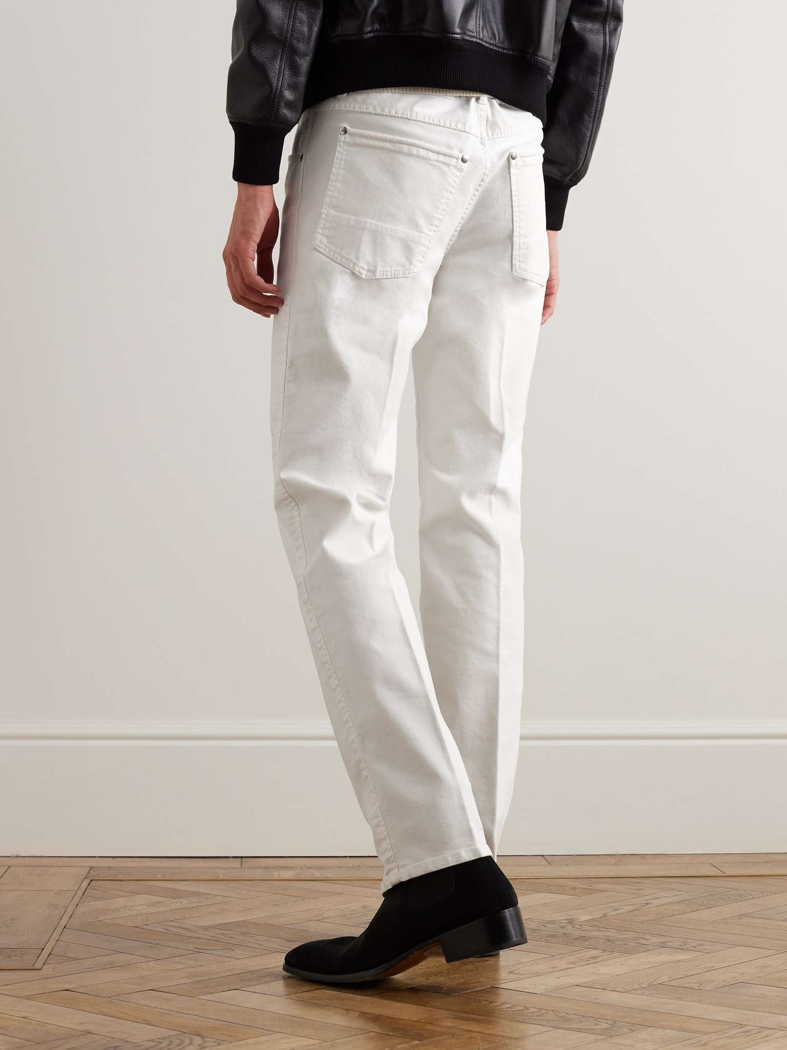 Slim-Fit Straight-Leg Cotton-Blend Moleskin Trousers - 4
