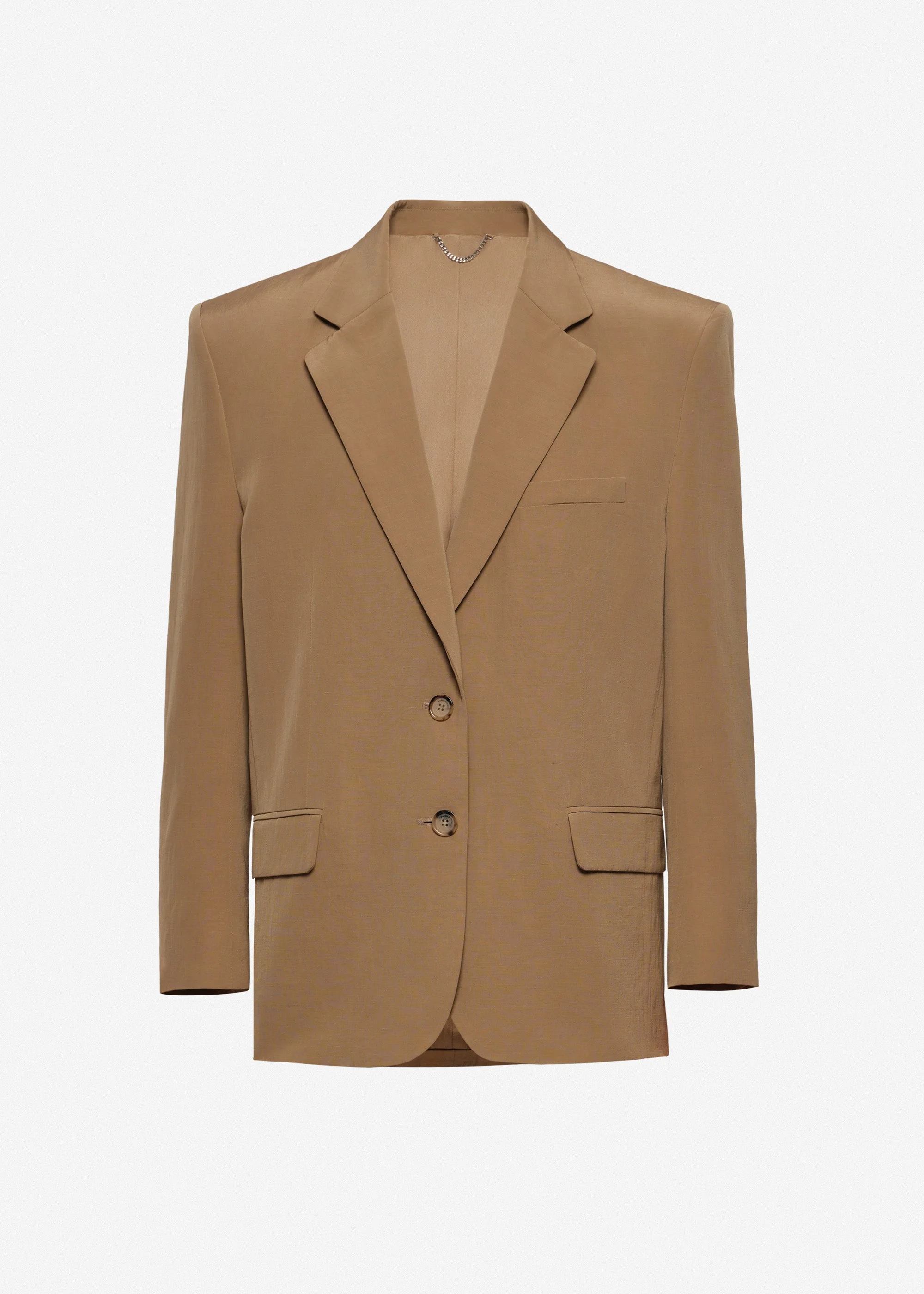 Straight-cut blazer with open lapel in beige - 1