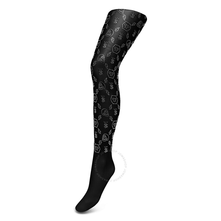 Philipp Plein Black Monogram Nylon Tights - 3