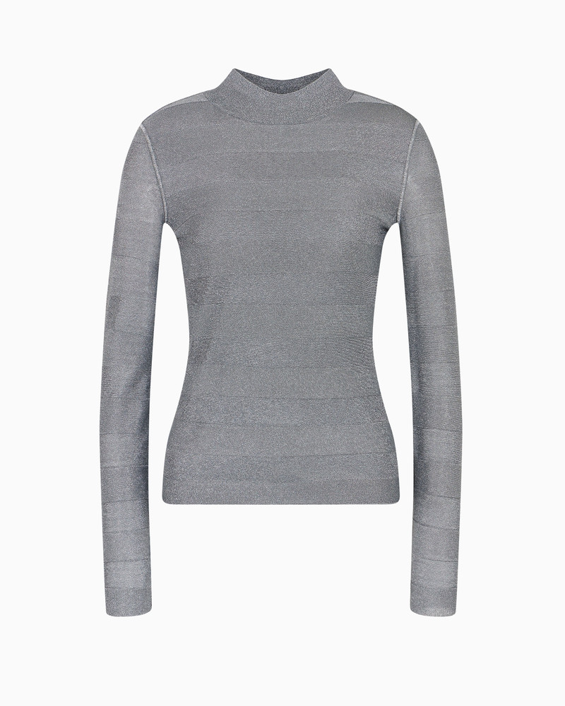 Seamless mock-neck jumper in a viscose knit and purl construction 1