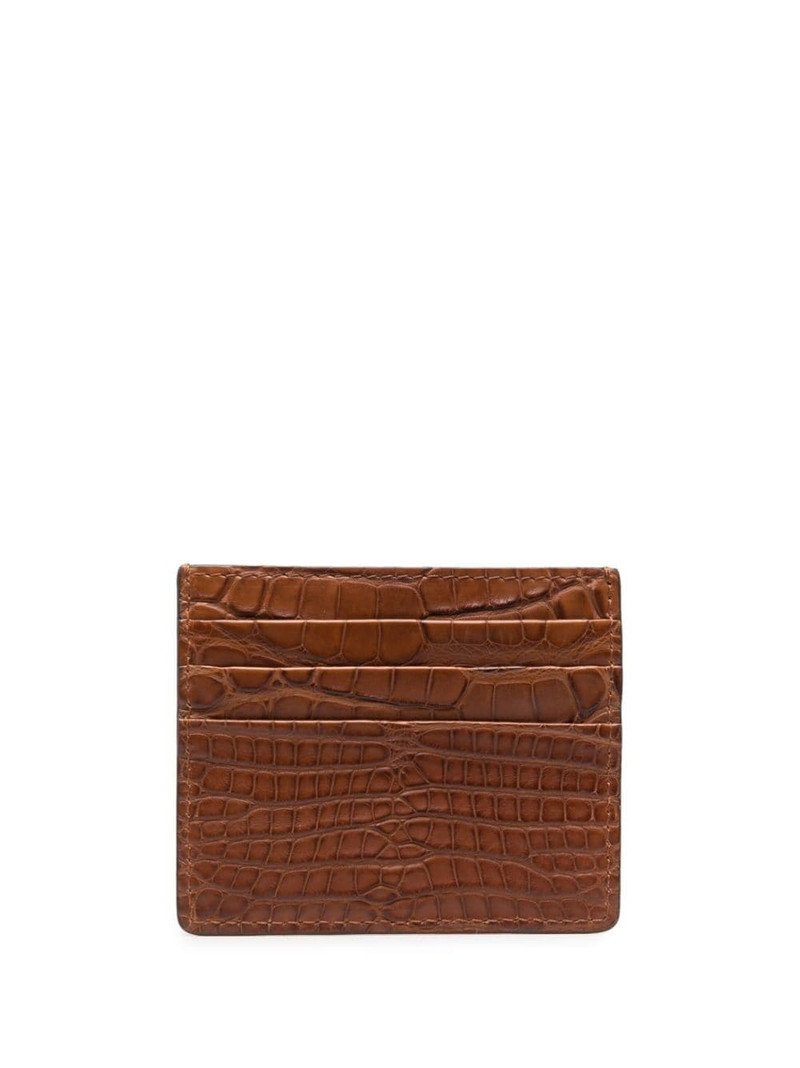 Brunello Cucinelli crocodile-effect leather cardholder outlook